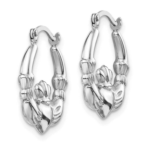 Image of 14k White Gold Claddagh Hoop Earrings TC1012