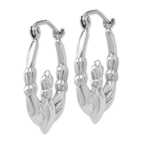 Image of 13mm 14k White Gold Claddagh Hoop Earrings TC499