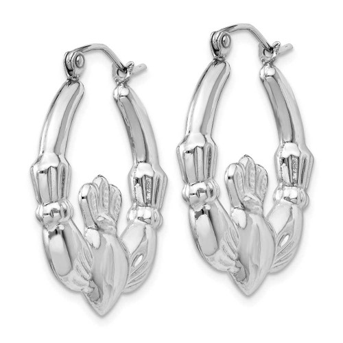 Image of 16mm 14k White Gold Claddagh Hoop Earrings TC502