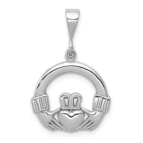 Image of 14K White Gold Claddagh Pendant K558