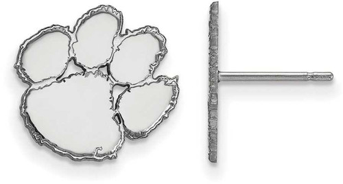 Image of 14K White Gold Clemson University Small Post Earrings by LogoArt