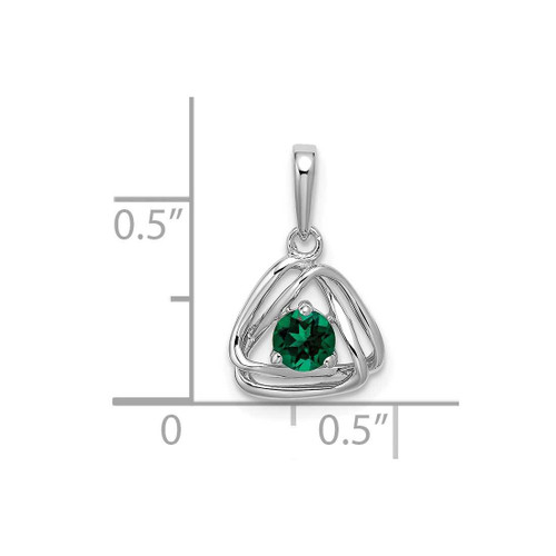 Image of 14K White Gold Created Emerald Triangle Pendant