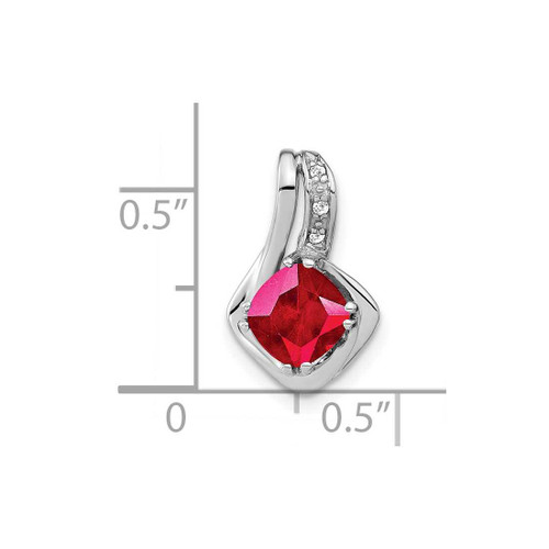Image of 14K White Gold Created Ruby & Diamond Pendant