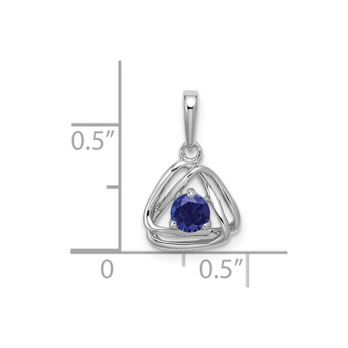 Image of 14K White Gold Created Sapphire Triangle Pendant