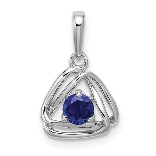 Image of 14K White Gold Created Sapphire Triangle Pendant