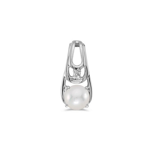 Image of 14k White Gold Cultured Freshwater Pearl And Diamond Pendant (Chain NOT included) (CM-P2583XW-06)