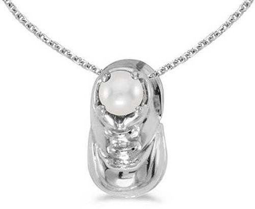 Image of 14k White Gold Cultured Freshwater Pearl Baby Bootie Pendant (Chain NOT included)