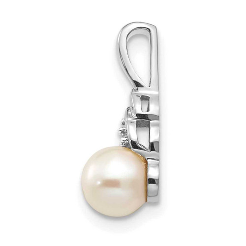 Image of 14K White Gold Cultured Freshwater Pearl Diamond Pendant XBS243