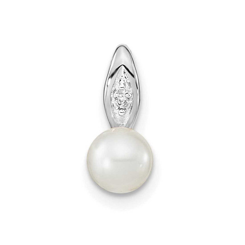 Image of 14K White Gold Cultured Freshwater Pearl Diamond Pendant XBS315