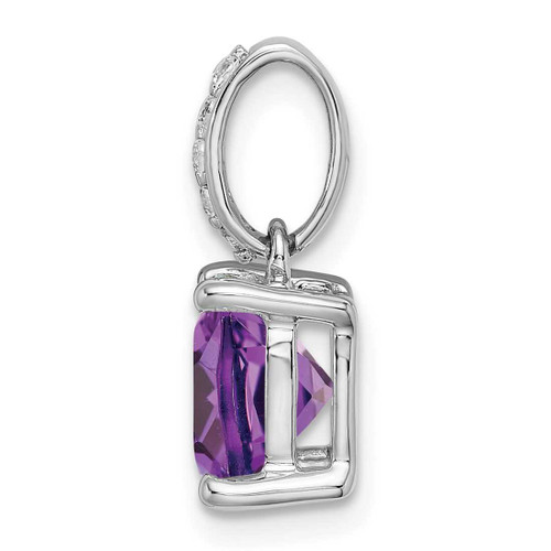 Image of 14K White Gold Cushion Amethyst & Diamond Pendant PM7048-AM-006-WA