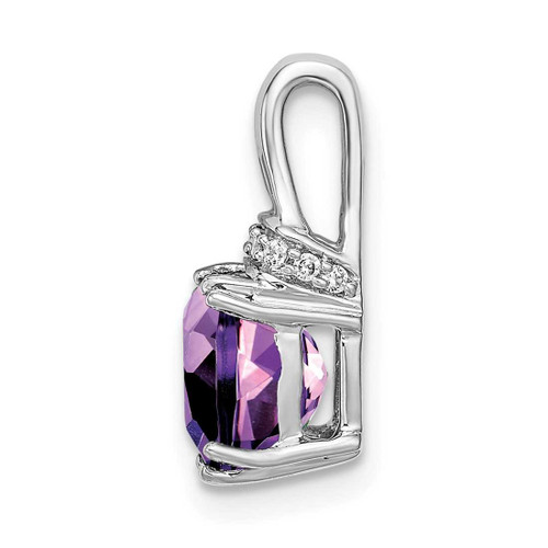 Image of 14K White Gold Cushion Amethyst & Diamond Pendant PM7074-AM-004-WA