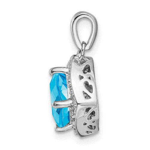 Image of 14K White Gold Cushion Blue Topaz & Diamond Pendant PM7045-BT-004-WA