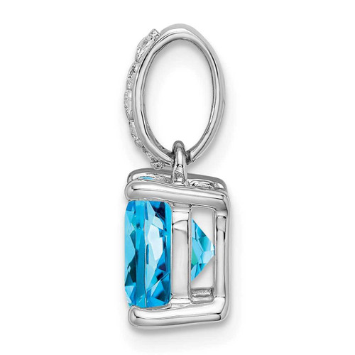 Image of 14K White Gold Cushion Blue Topaz & Diamond Pendant PM7048-BT-006-WA