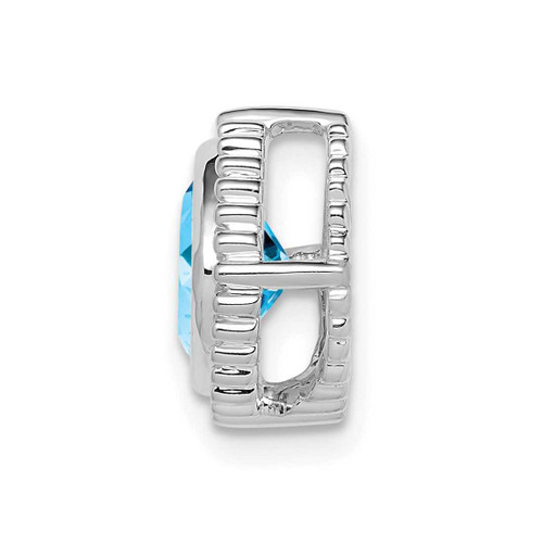 Image of 14K White Gold Cushion Blue Topaz Chain Slide Pendant