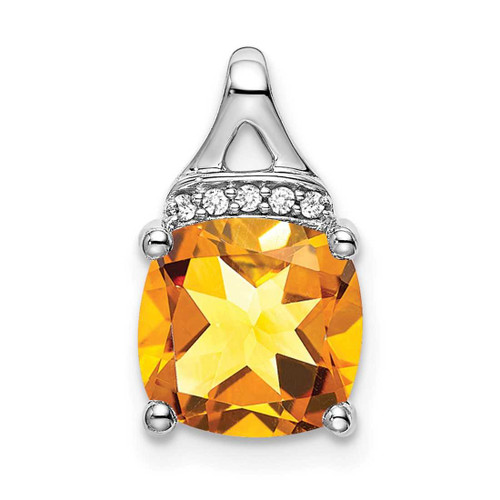 Image of 14K White Gold Cushion Citrine & Diamond Pendant PM7043-CI-002-WA