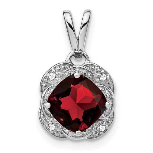 Image of 14K White Gold Cushion Garnet & Diamond Pendant PM7037-GA-002-WA