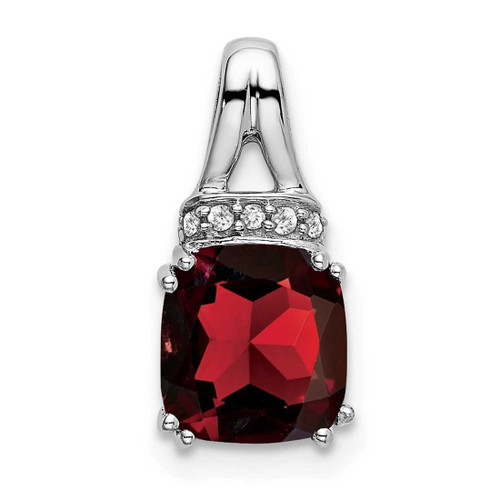 Image of 14K White Gold Cushion Garnet & Diamond Pendant PM7074-GA-004-WA