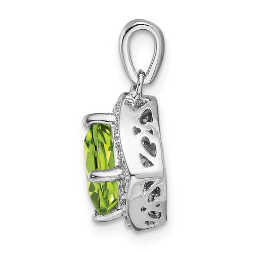 Image of 14K White Gold Cushion Peridot & Diamond Pendant PM7045-PE-004-WA