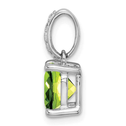 Image of 14K White Gold Cushion Peridot & Diamond Pendant PM7048-PE-006-WA