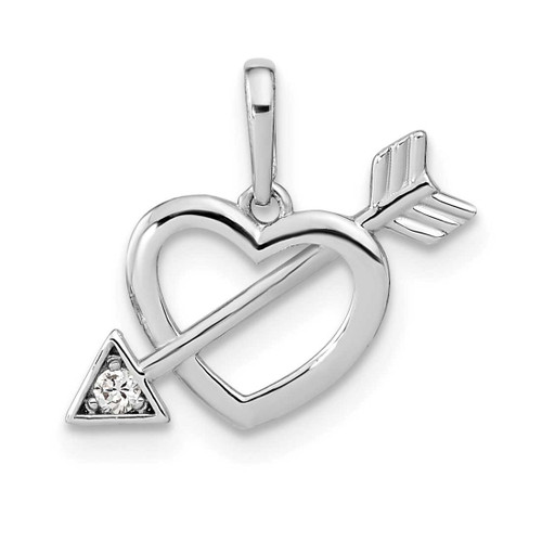 Image of 14K White Gold Cut-out Heart with Arrow CZ Pendant