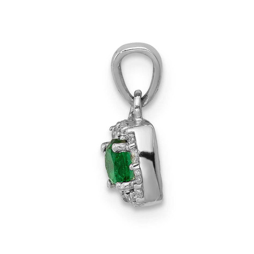 Image of 14K White Gold Diamond & .20ctw Emerald Square Halo Pendant