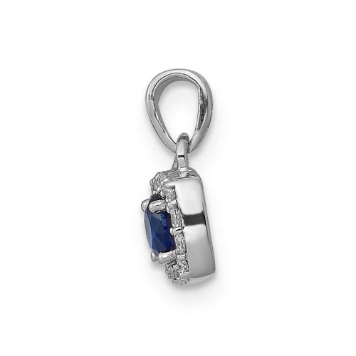Image of 14K White Gold Diamond & .20ctw Sapphire Square Halo Pendant