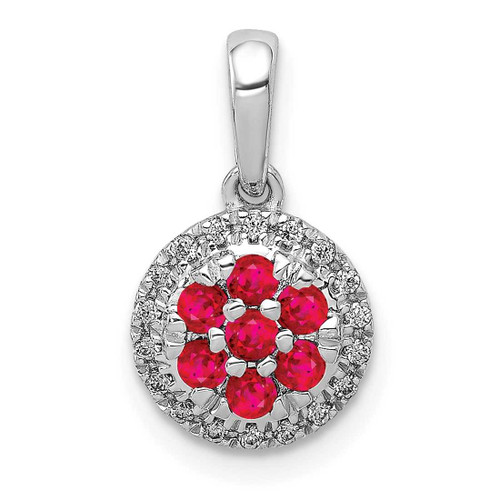 Image of 14K White Gold Diamond & .28ctw Ruby Circle Pendant