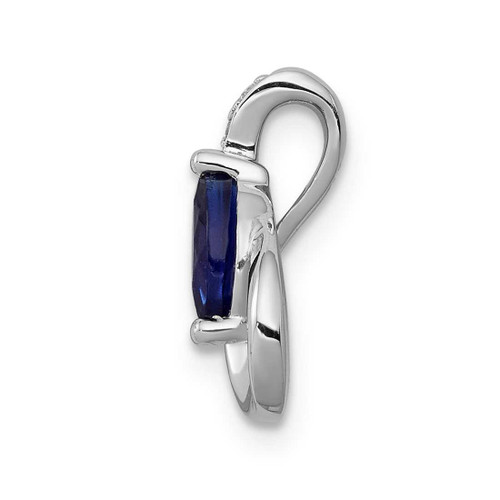 Image of 14K White Gold Diamond & .28ctw Sapphire Teardrop Slide Pendant