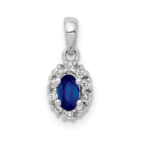 Image of 14K White Gold Diamond & .32ctw Sapphire Oval Halo Pendant