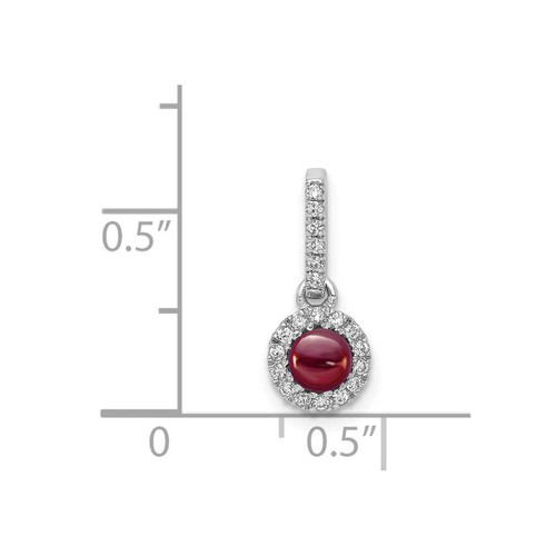 Image of 14K White Gold Diamond & Cabochon .47ctw Garnet Pendant