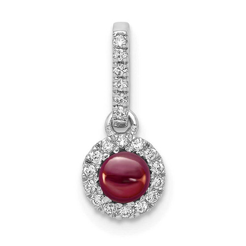 Image of 14K White Gold Diamond & Cabochon .47ctw Garnet Pendant