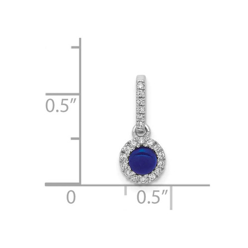 Image of 14K White Gold Diamond & Cabochon .47ctw Sapphire Halo Pendant