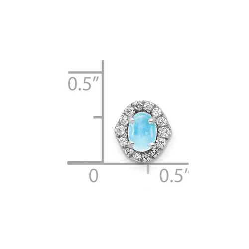 Image of 14K White Gold Diamond & Cabochon .73ctw Blue Topaz Pendant