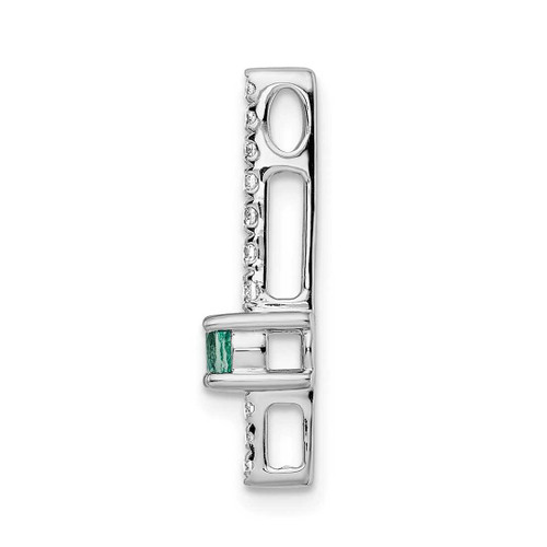 Image of 14K White Gold Diamond & Emerald Fancy Chain Slide Pendant PM3876-EM-033-WA