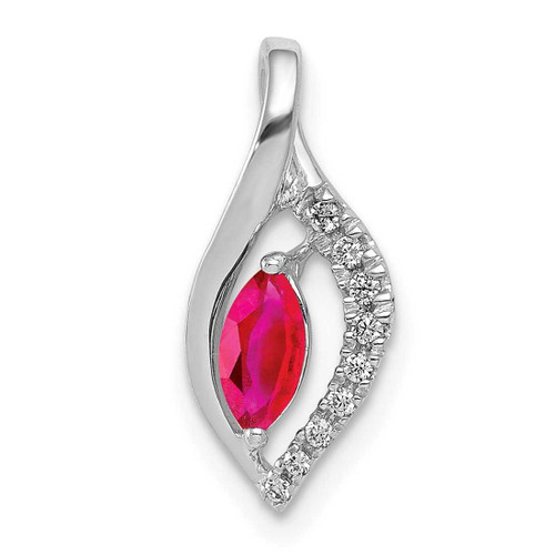 Image of 14K White Gold Diamond & Marquise .32ctw Ruby Pendant