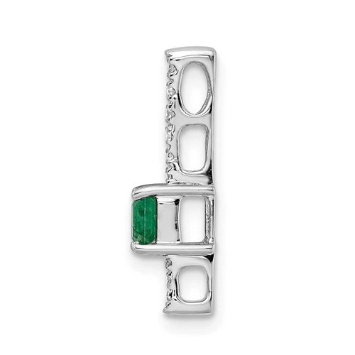 Image of 14K White Gold Diamond & Rectangle Emerald Chain Slide Pendant PM3874-EM-008-WA