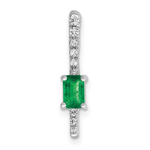 Image of 14K White Gold Diamond & Rectangle Emerald Chain Slide Pendant PM3874-EM-008-WA