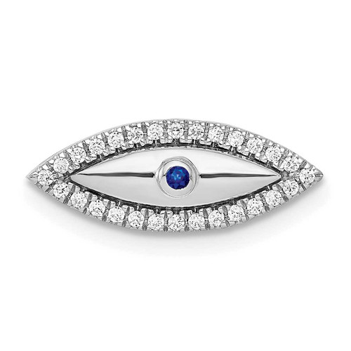 Image of 14K White Gold Diamond & Sapphire Evil Eye Slide Pendant