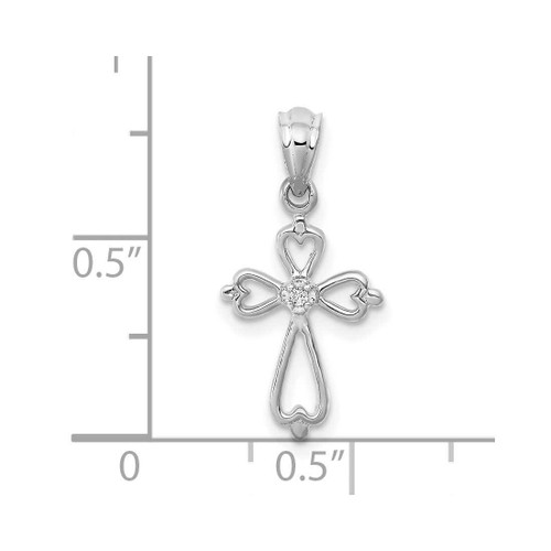 Image of 14K White Gold Diamond Accented Cross Pendant