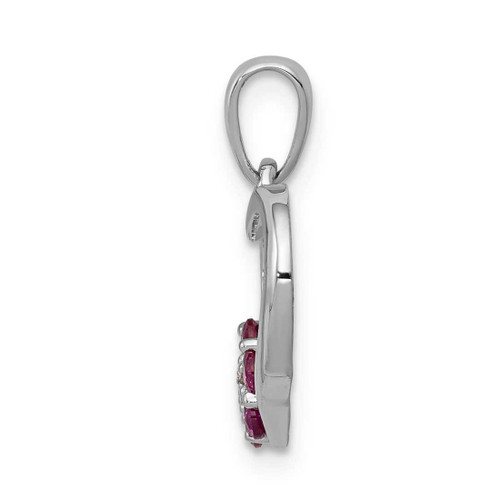 Image of 14K White Gold Diamond and Ruby Heart w/ Flower Pendant