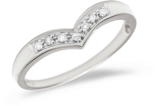 Image of 14K White Gold Diamond Chevron Ring (CM-B065XW)