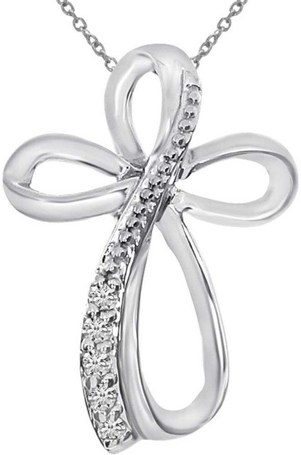 Image of 14K White Gold Diamond Cross Fashion Pendant (Chain NOT included)