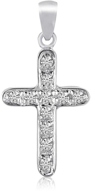 Image of 14K White Gold Diamond Cross Pendant (Chain NOT included) (CM-P8576W)