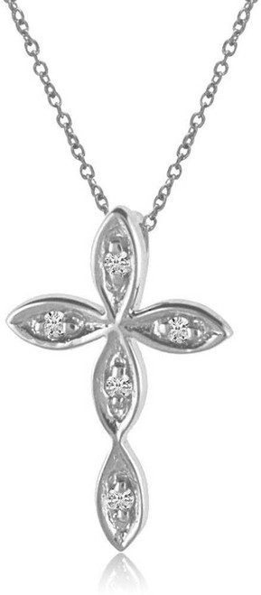 Image of 14K White Gold Diamond Cross Pendant (Chain NOT included) (CM-P8587W)