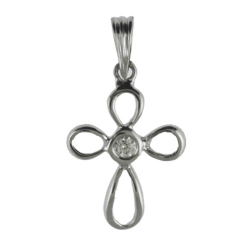 Image of 14K White Gold Diamond Cross Pendant (Chain NOT included) (CM-P8588W)