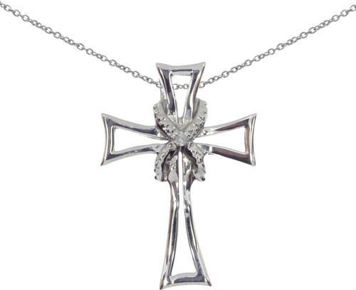 Image of 14K White Gold Diamond Cross Pendant (Chain NOT included) (CM-P8722W)