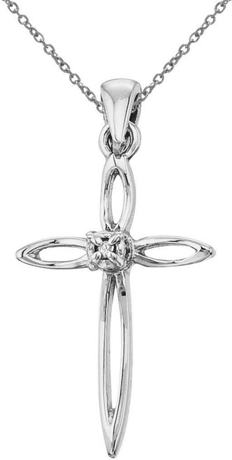 Image of 14K White Gold Diamond Cross Pendant (Chain NOT included) (CM-P9105W)