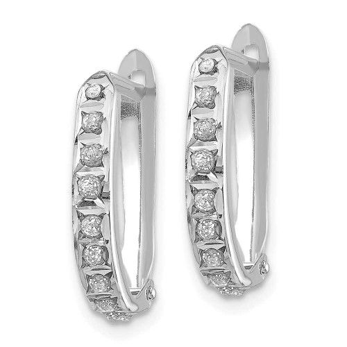 Image of 16mm 14K White Gold Diamond Fascination Leverback Hoop Earrings