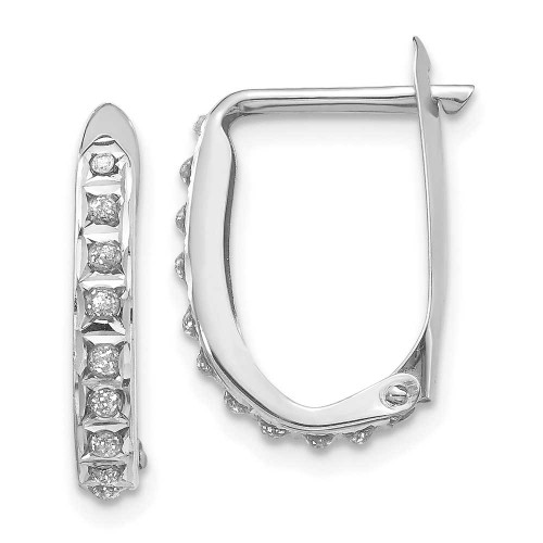 Image of 16mm 14K White Gold Diamond Fascination Leverback Hoop Earrings