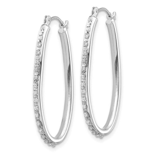 Image of 31mm 14K White Gold Diamond Fascination Oval Hinged Hoop Earrings DF108